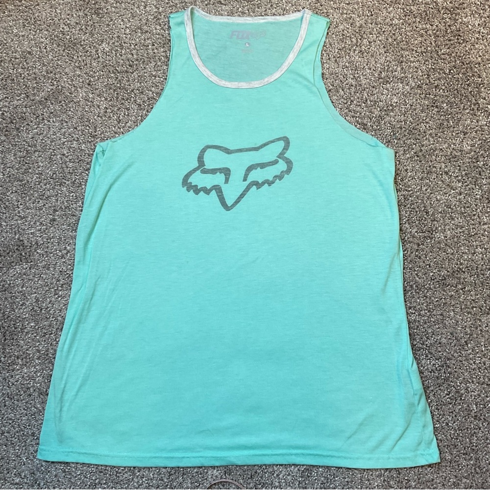 FOX muscle tee tank top, turquoise, size Large, EUC
